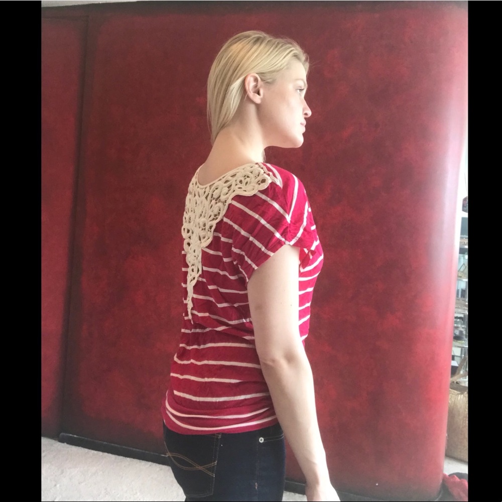 Express Lace Striped Blouse Size S